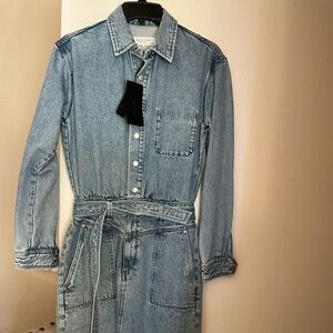 rag & bone Light Blue Button-Up Denim Shirt Dress